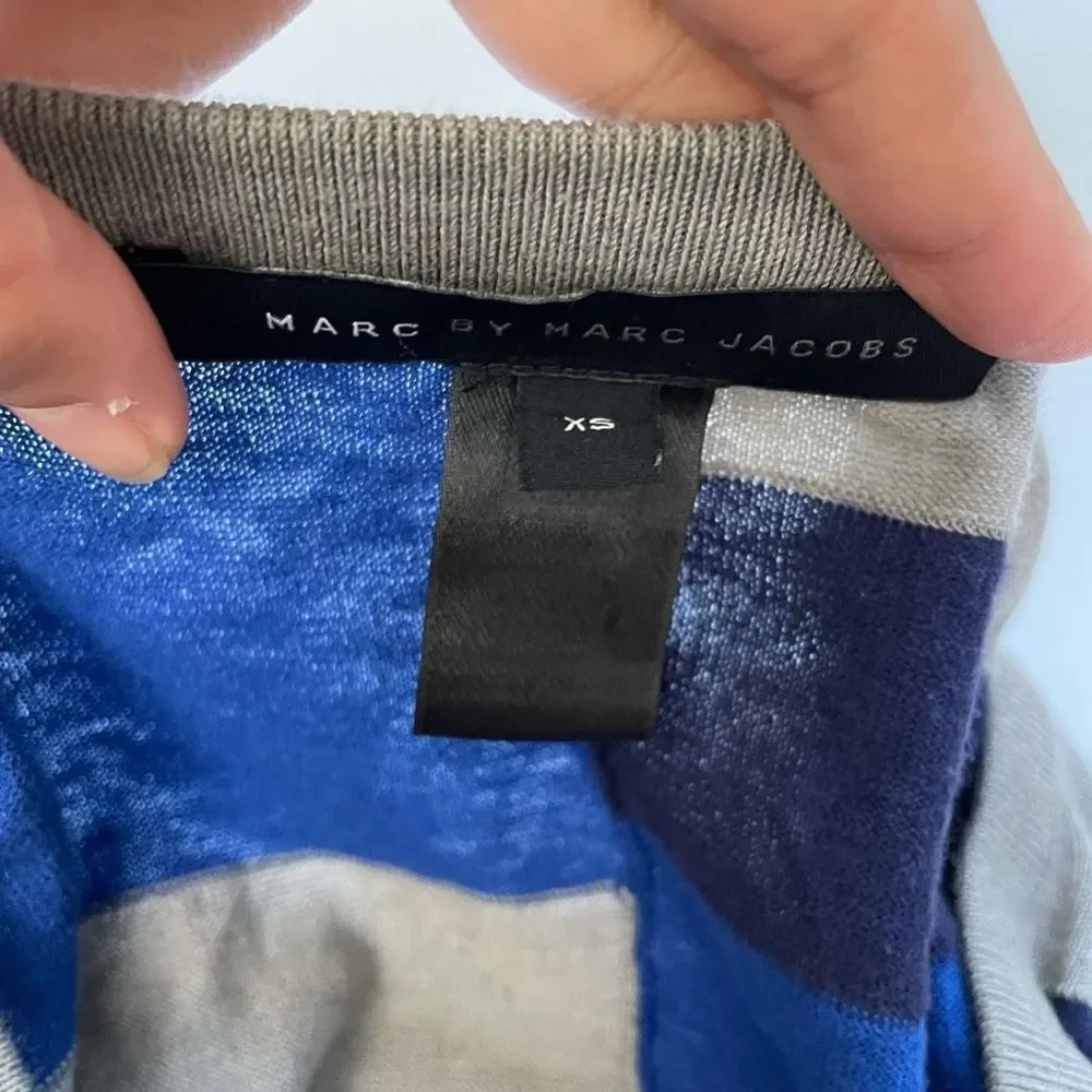 MARC by MARC Jacobs Blue Striped Soft Cashmere‎ Knit pullover Sweater size XS